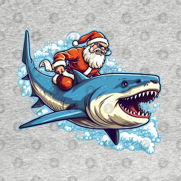 Santa Claus riding a shark by RosaliArt